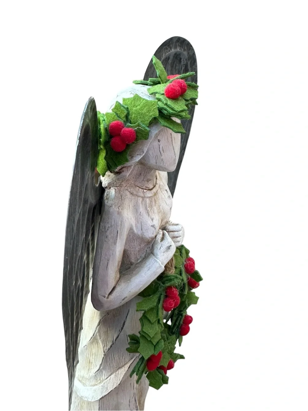 Allen + Roth Christmas Angel w/ Wreath 16” Holiday Figurine Rustic Farmhouse Dec